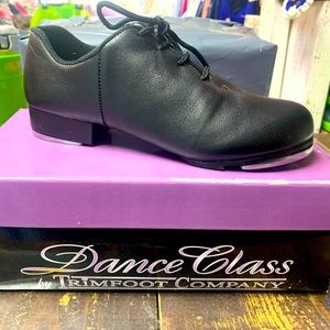 Adult Size 7 M Black Leather Lace Up Flex Split Sole Oxford Tap Dance Shoes NIB